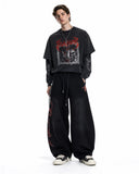 distressed baggy sweatpants with adjustable hem