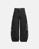 Raw Tribal Graphic Barrel Jeans | Inflation Streetwear