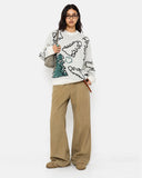 Dinosaur Graphic Crew Neck Knit Sweater | Inflation Streetwear