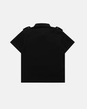 black short sleeve polo back view