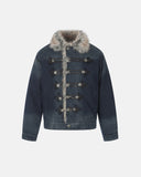 Napoleon-inspired padded denim jacket front product view