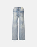light blue bootcut jeans back view