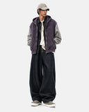 Washed Colorblock Boxy Zip Up Hoodie | Inflation Streetwear
