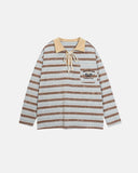Retro Striped Lace-Up Polo Shirt | Inflation Streetwear