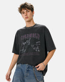 black washed t shirt with front print