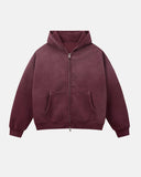 Monkey Washed Fleece Boxy Zip Up Hoodie | Inflation Streetwear