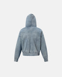 Blue Distressed Acid Wash Zip Up Hoodies | Inflation Streetwear INFLATION