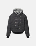 Striped Faux Fur Hooded Bomber Jacket | Inflation Streetwear