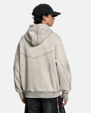 Washed Boxy Asymmetric Zip Up Hoodie | Inflation Streetwear