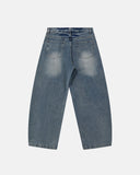 Deconstructed Washed Barrel Jeans | Inflation Streetwear INFLATION