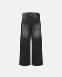 cinch back washed baggy jeans rear view