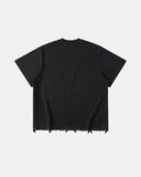 Embroidered Frayed Hem Oversized T-Shirt | Inflation Streetwear INFLATION