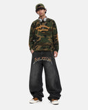 Flame Graphic Washed Barrel Jeans | Inflation Streetwear