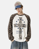 Leopard Raglan Waffle Texture T-Shirt | Inflation Streetwear