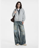 Whiskered Distressed Baggy Jeans | Inflation Streetwear