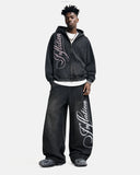 Script Graphic Washed Barrel Jeans | Inflation Streetwear