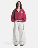 Gothic Letter Washed Zip Up Hoodie | Inflation Streetwear