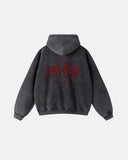 Black Gothic Acid Wash Zip Up Hoodies | Inflation Streetwear INFLATION