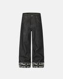 graphic cuff baggy jeans front view