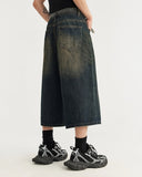 Acid Washed Longline Baggy Denim Jorts | Inflation Streetwear INFLATION