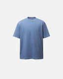 distressed washed mock neck t shirt blue
