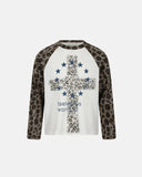 Leopard Raglan Waffle Texture T-Shirt | Inflation Streetwear