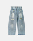 relaxed fit vintage wash jeans rear view