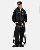 Washed Stripe Graphic Zip Up Hoodie | Inflation Streetwear