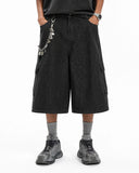 longline cargo denim shorts with wide-leg fit