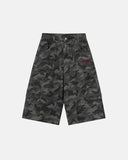 embroidered camo cargo shorts with baggy fit and pockets