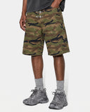 Camouflage shorts with metal clasp front detail