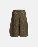 embroidered back pocket leopard shorts