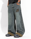 Leopard Pactchwork Embroidery Baggy Jeans | Inflation Streetwear INFLATION