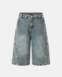 Floral Embroidered Long Baggy Jorts | Inflation Streetwear INFLATION