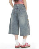 Floral Embroidered Long Baggy Jorts | Inflation Streetwear INFLATION
