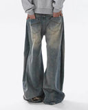 Washed  Bamboo Weave Baggy Jeans | Inflation Streetwear INFLATION