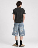 Distressed Baggy Jorts with Adjustable Waist Tabs | Inflation Streetwear INFLATION