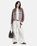 Letter Graphic Plaid Long-Sleeve Shirt | Inflation Streetwear