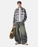Letter Graphic Plaid Long-Sleeve Shirt | Inflation Streetwear