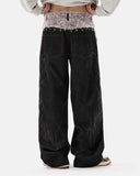 Studded Faux Fur Waistband Baggy Jeans | Inflation Streetwear