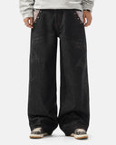 Studded Faux Fur Waistband Baggy Jeans | Inflation Streetwear