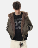 Faux Fur Grommet Hooded Bomber Jacket | Inflation Streetwear