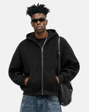 Vintage Washed Waffle Zip Up Hoodie | Inflation Streetwear