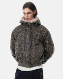 Camo Faux Fur Hooded Bomber Jacket | Inflation Streetwear