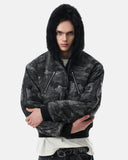 Jacquard Faux Fur Hooded Bomber Jacket | Inflation Streetwear
