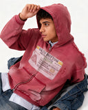 Graphic Ripped Washed Zip Up Hoodies | Inflation Streetwear INFLATION