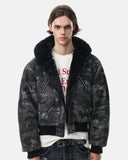 Jacquard Faux Fur Hooded Bomber Jacket | Inflation Streetwear