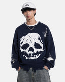 Distressed Skull Knit Sweater | Inflation Streetwear