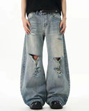 Bamboo Weave Distressed Baggy Jeans | Inflation Streetwear