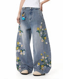 Embroidery Bamboo Weave Baggy Jeans | Inflation Streetwear INFLATION